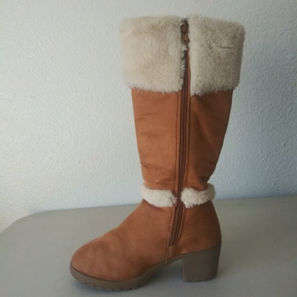 Rampage girls size 2 brown and white knee high boots - Picture 5 of 16